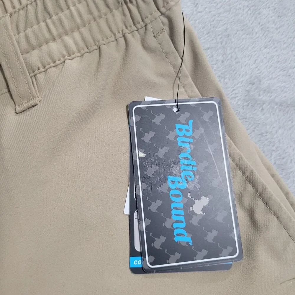 Birdie Bound Jogger Pants Mens Small Beige Golf Performance 4-Way Stretch Pocket